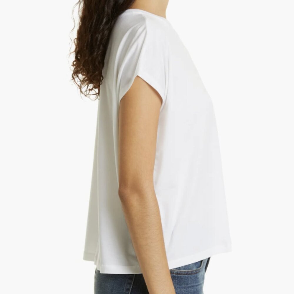 Eileen Fisher White Crewneck Boxy T-Shirt - Picture 4 of 6